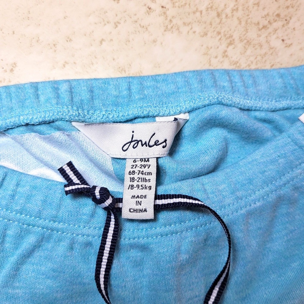 Joules Grove Ocean Blue Pant‎ Floral Print Cuff Sheep Pocket Organic 6-9 month - Picture 7 of 10